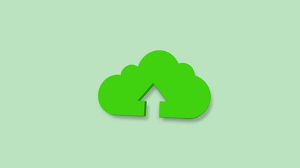 Poster - Cloud upload line 3d icon on green background. 4K