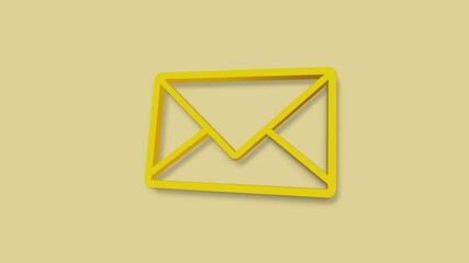 Poster - Envelope 3d icon isolated on yellow background. Received message concept. New, email incoming message, sms