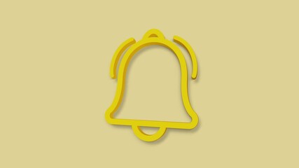 Fototapete - Animation of line bell 3d icon. Isolated on yellow background.