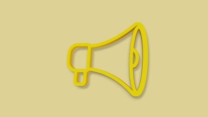 Poster - Megaphone 3d icon isolated on yellow background. Speaker sign. 4K
