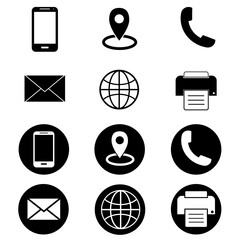 Fototapete - Web icons set. Web design icon. mobile icons. phone, call, web, telephone, time, edit, address, printer vector EPS 10