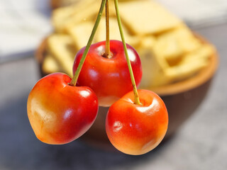 cherries on the table