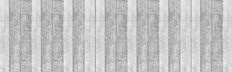 Fototapete - Panorama of Old white vintage wooden wall pattern and seamless background