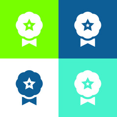 Badge Flat four color minimal icon set