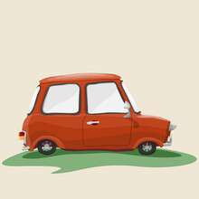 Cute Mini Red Car Cartoon Character.