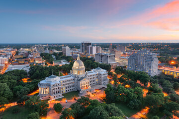 Fototapete - Jackson, Mississippi, USA skyline over the Capitol Building