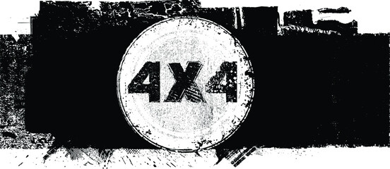 Aufkleber - Vector 4x4 stamp . Textured  Design Element .  Mud splash grunge texture. banner 