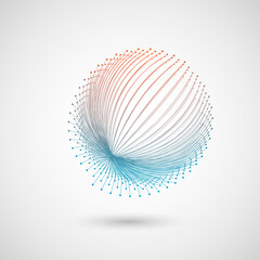 Aufkleber - Wave rhythm line dynamic abstract vector background. Circle swirl shape illustration. Vector rounded lines