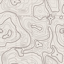 Topographic Map. Geographic Terrain, Vintage Old Geological Contour Lines With Grid. Seamless Pattern Topography Map Vector Background. Area With Different Routes And Curves Top View