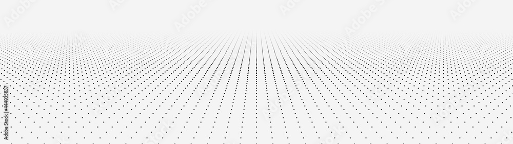 Abstract digital wave of particles. Network connection structure. Futuristic point wave. Large amount of data. Abstract background. Vector - obrazy, fototapety, plakaty 