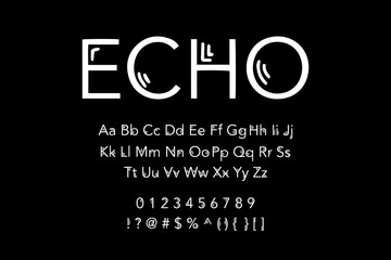 Wall Mural - Echo hand drawn vector type lettering i cartoon comic style black white contrast