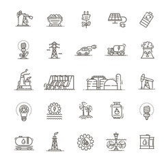 Wall Mural - Clean power and Green energy thin line icons set