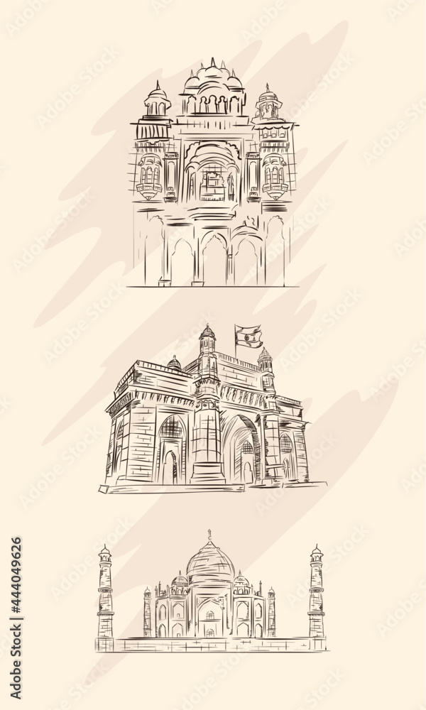 architectural buildings of india Stock Vector | Adobe Stock