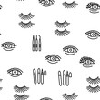Eyelashes Extension Vector Seamless Pattern Thin Line Illustration