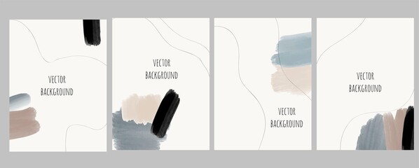 Wall Mural - Set of vector abstract universal background in minimal style with acrylic stokes and copy space for text