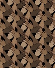 Top View Of Multicolored Stacking Hands. Seamless Pattern