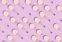 Pattern Of Ping Pong Rackets On Violet Background