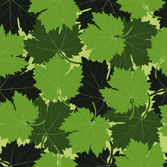 Wall Mural - Green grape leaves seamless pattern