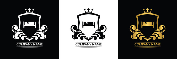 Wall Mural - hotel logo template luxury royal vector company decorative emblem with crown	