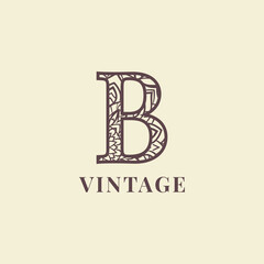 letter B vintage decoration logo vector design