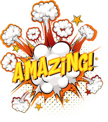 Wall Mural - Word Amazing on comic cloud explosion background