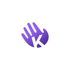 Sticker - k letter hand palm hello logo vector icon illustration