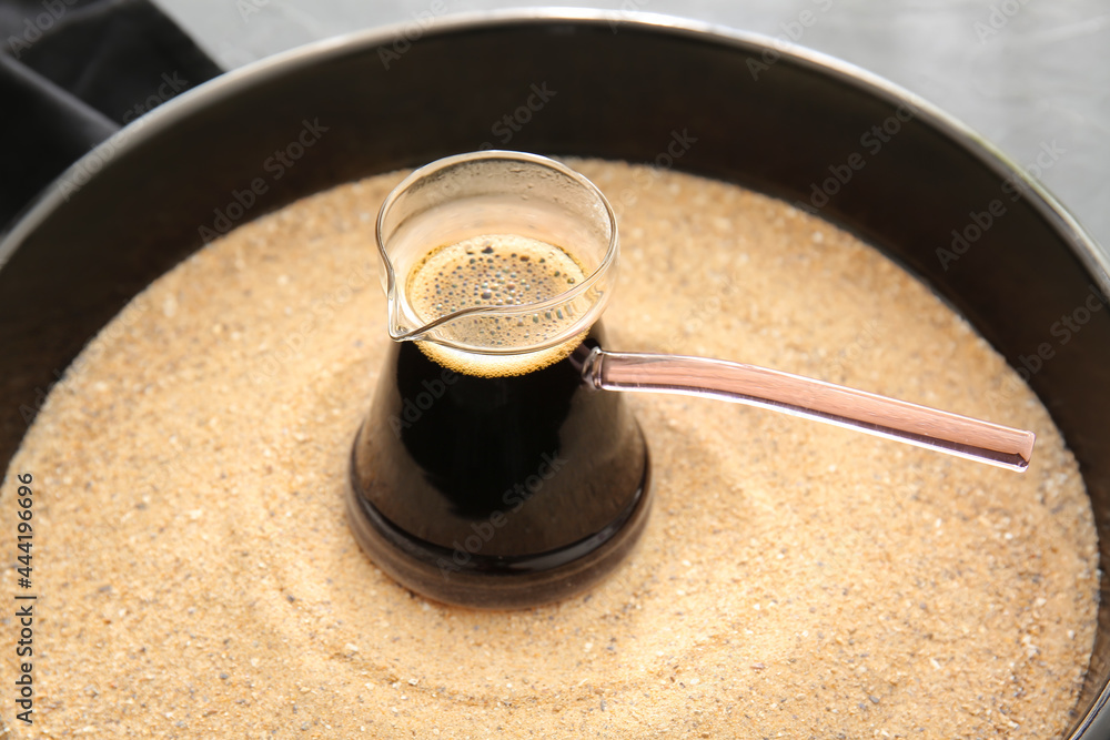 Turkish coffee cooked in sand
