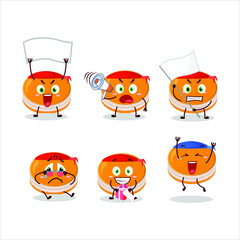 Wall Mural - Mascot design style of orange dorayaki character as an attractive supporter. Vector illustration