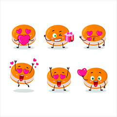 Poster - Orange dorayaki cartoon character with love cute emoticon. Vector illustration