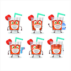 Poster - A picture of tomato juice cartoon design style keep staying healthy during a pandemic. Vector illustration