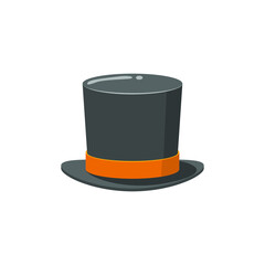 Abstract Black Gentleman ​Top Hat Cap For Man Or Woman Cartoon Icon Illustration Symbol Logo Headdress Flat Vector Design Styl