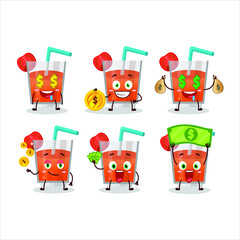 Poster - Tomato juice cartoon character with cute emoticon bring money. Vector illustration