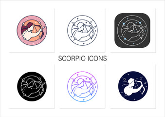 sagittarius icons set.ninth fire sign in zodiac.shooter birth. horoscope sign. astrological science.