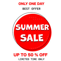 Summer sale vector. summer red sale sign