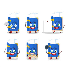 Sticker - Cartoon character of water book of magic with various chef emoticons