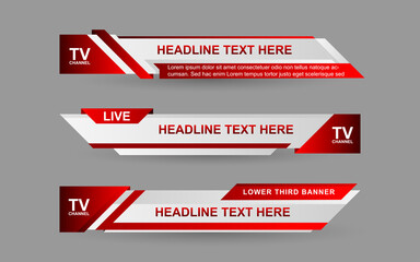 Wall Mural - set collection vector of broadcast news lower thirds template layout design banner for bar headline 