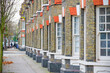 Row of traditional English terraced houses in London