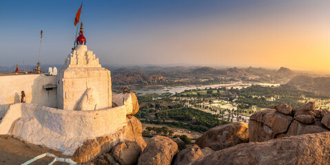 Wall Mural - View of Kishkinda, Anjanadri Hill, (Monkey Temple) Anjaneya Parvat, Hampi, Karnataka, India.