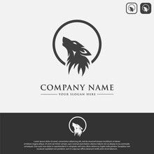 Wolf Head Logo Design Template Is Black In A Circle, Suitable For Sports Logo Icons