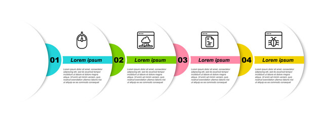 Set line Computer mouse, Cloud technology data transfer, Software and System bug. Business infographic template. Vector