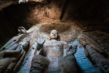 Buddhist Caves And Sculptures In Yungang Grottoes, Shanxi, China