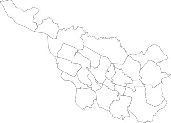  Simple blank white vector map with black borders of subdistricts of Bremen, Germany