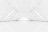 Fototapeta Perspektywa 3d - Abstract 3d rendering of empty futuristic tunnel room with light on the wall. Sci-fi concept.