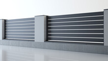 Metal Fence Panel And Wall, 3D Illustration