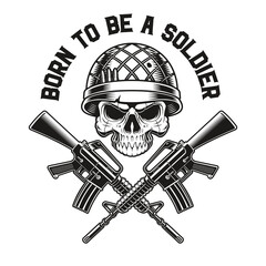 a vector illustration of a skull soldier with M16 rifles