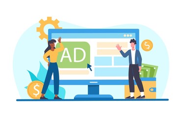 Male and female characters paid for advertising click on website