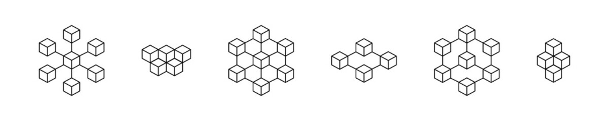 blockchain icon. crypto currency block chain logo icon isolated vector white background