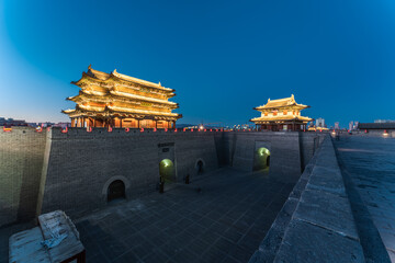 Wall Mural - Shanxi Datong cityscapes, Datong old city wall at night