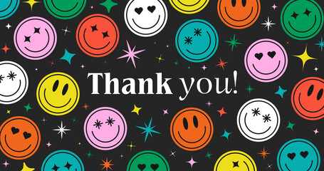 Sticker - Thank You Abstract Hipster Cool Trendy Background With Retro Stickers Vector Design.