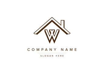 Alphabet letter W home or house logo for real estate